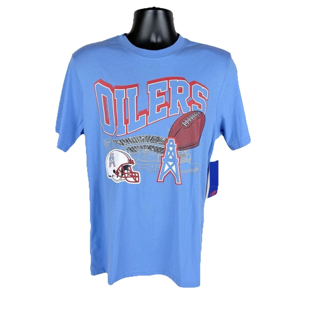 Retro Houston Oilers NFL Short Sleeve Shirt Graphic Print Men's Small New $40